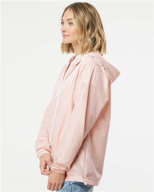 Blush/ White Zipper Lightweight Windbreaker Full-Zip Jacket - EXP54LWZ