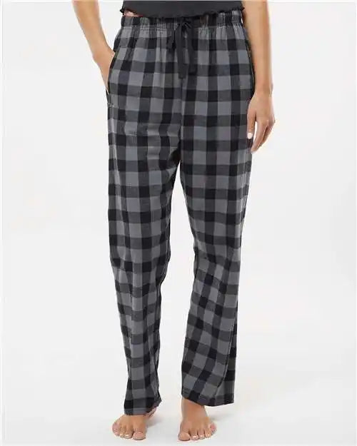Boxercraft Bw6620 Women’s Haley Flannel Pants - Charcoal Black Buffalo