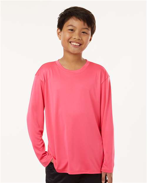 Bright Pink Pro-Lock Youth Performance Long Sleeve T-Shirt - 48400Y