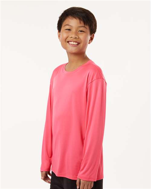 Bright Pink Pro-Lock Youth Performance Long Sleeve T-Shirt - 48400Y