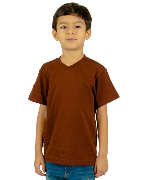 Brown Youth V-Neck T-Shirt - SHVEEY