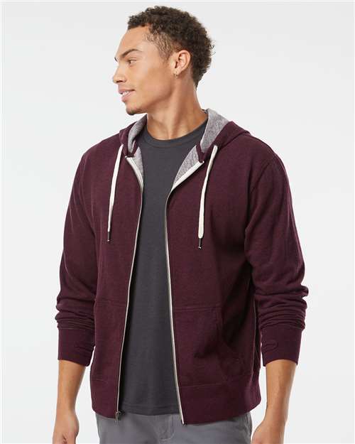 Burgundy Heather Heathered French Terry Full-Zip Hooded Sweatshirt - PRM90HTZ