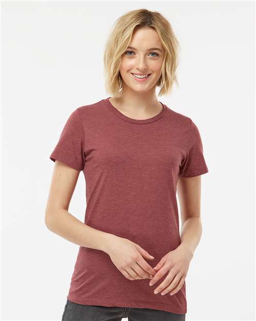 Burgundy Heather Women's Premium Cotton Blend T-Shirt - 542