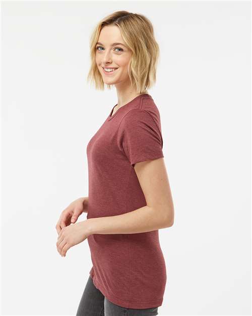 Burgundy Heather Women's Premium Cotton Blend T-Shirt - 542