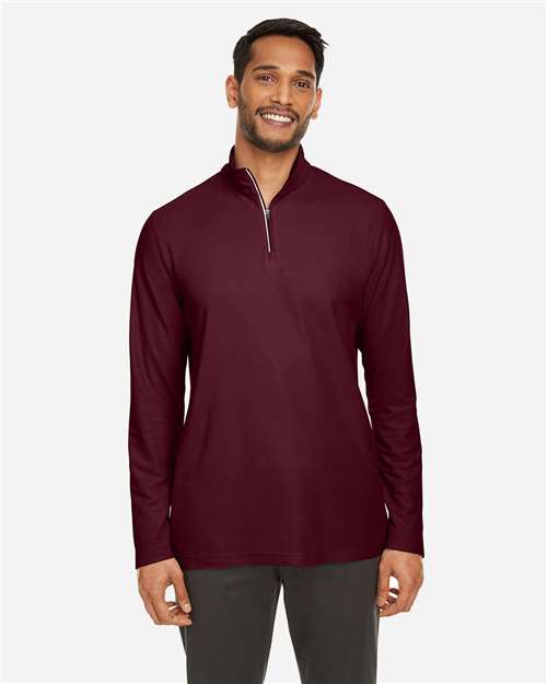 Burgundy Men's Fusion ChromaSoft™ Pique Quarter-Zip Pullover - CE405