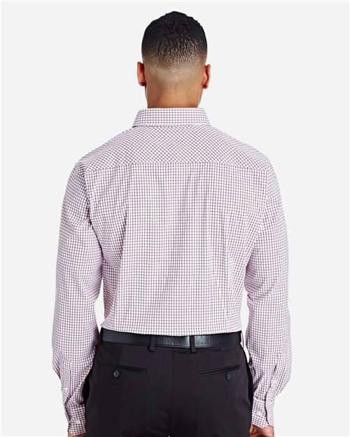 Burgundy/ White Men's CrownLux Performance® Micro Windowpane Woven Dress Shirt - DG540