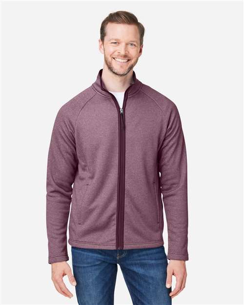 Burgundy/ White Men's Venture Heathered Stripe Full-Zip - CE72