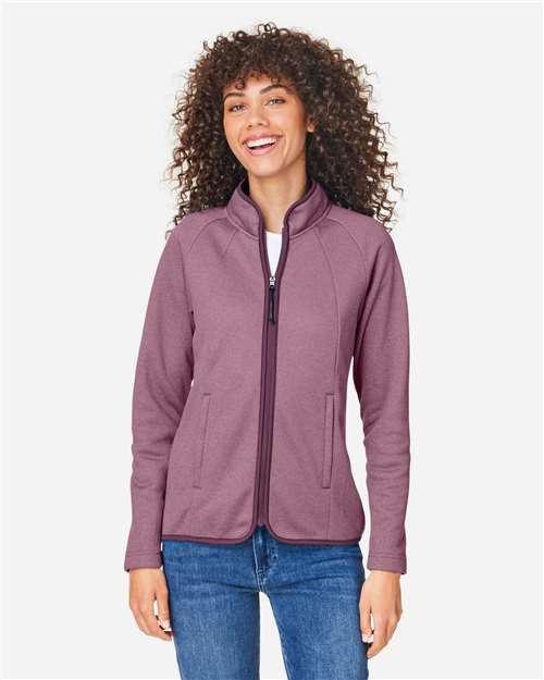 Burgundy/ White Women's Venture Heathered Stripe Full-Zip - CE72W