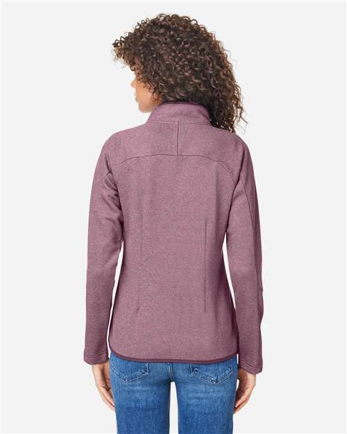 Burgundy/ White Women's Venture Heathered Stripe Full-Zip - CE72W