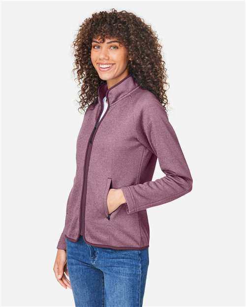 Burgundy/ White Women's Venture Heathered Stripe Full-Zip - CE72W