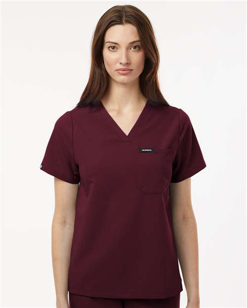 Burgundy Women's Rhena Essential 1-Pocket Scrub V-Neck Top - W10001