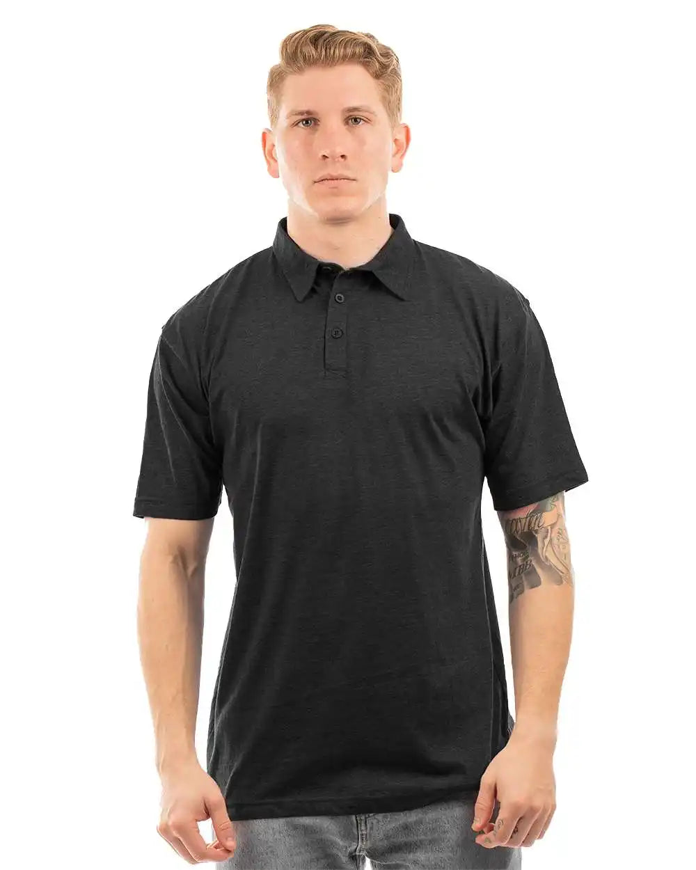 Burnside 0800b Fader Play Polo - 0800 - Heather Charcoal - s
