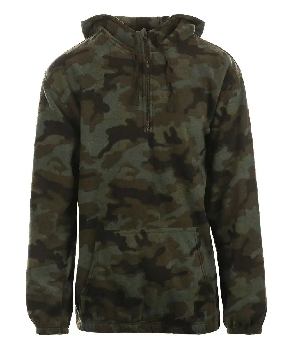 Burnside 3600b Polar Fleece Quarter-zip Hooded Pullover - 3600 - Green Camo - s