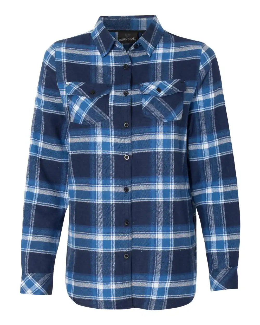 Burnside 5210 Women’s Yarn-dyed Long Sleeve Flannel Shirt - Blue White