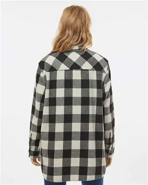 Burnside 5215 Women’s Boyfriend Flannel - Ecru Black Buffalo