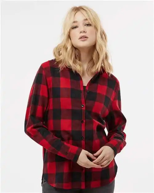 Burnside 5215 Women’s Boyfriend Flannel - Red Black Buffalo
