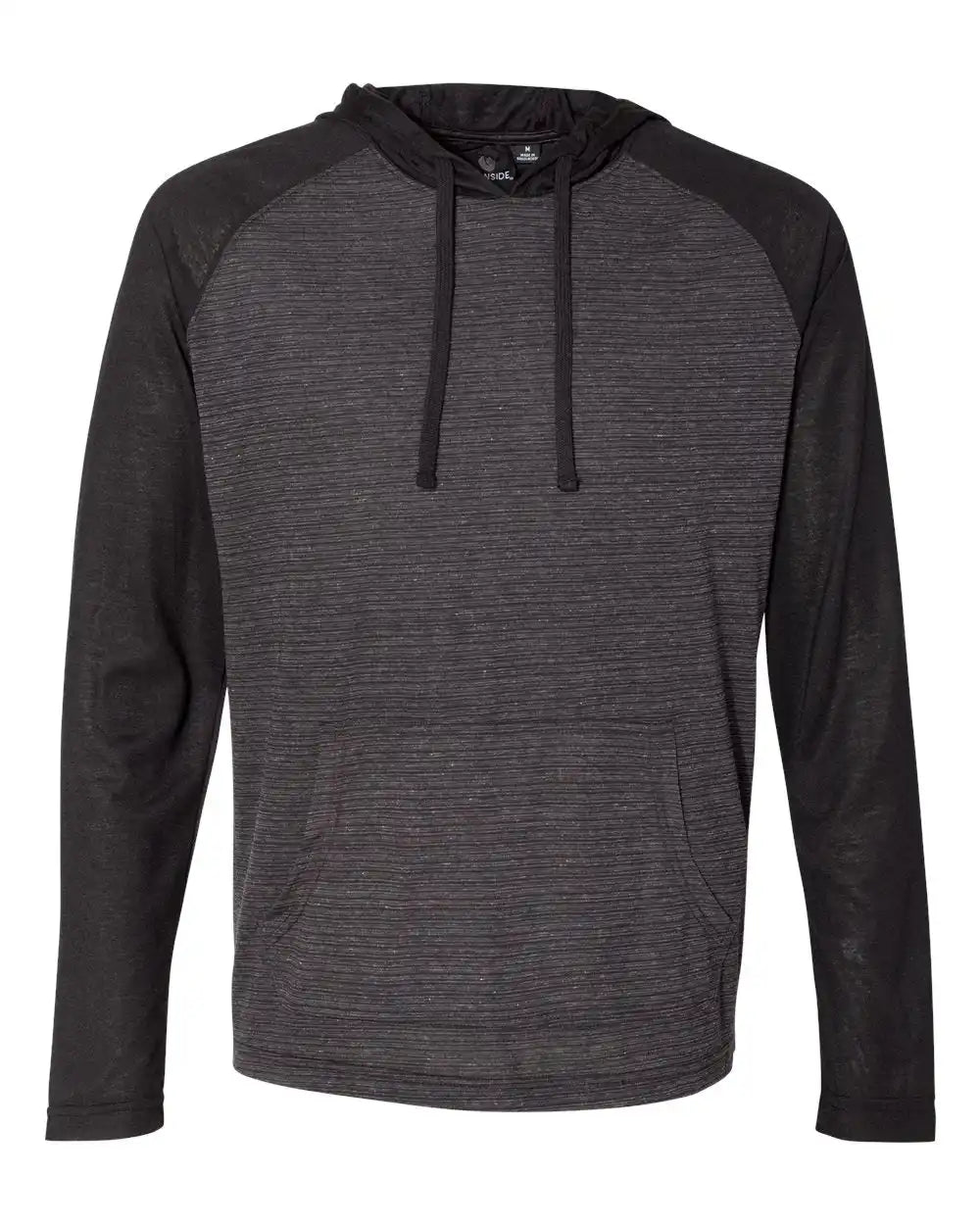Burnside 8127 Yarn-dyed Hooded Raglan T-shirt - Striated Black Solid - Black/ / s
