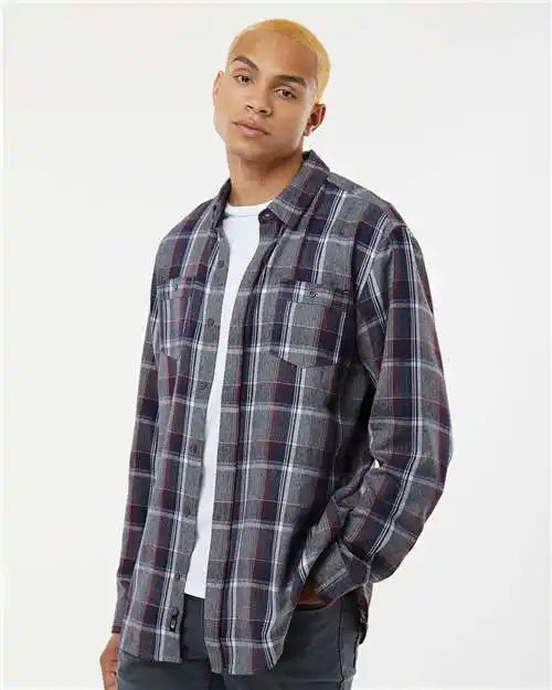 Burnside 8220 Perfect Flannel Work Shirt - Heather Grey Navy