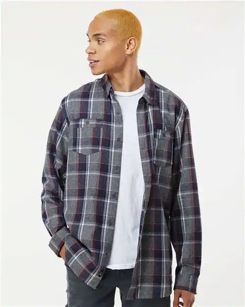 Burnside 8220 Perfect Flannel Work Shirt - Heather Grey Navy