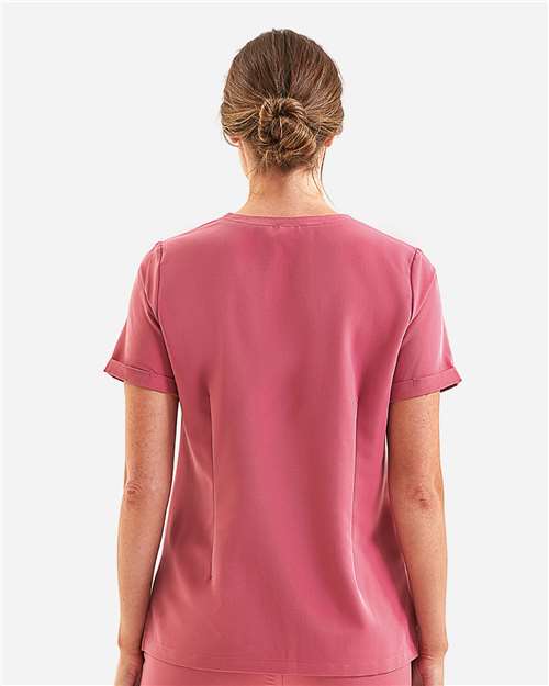 Calm Pink Women's Invincible V-Neck Stretch Scrub Top - NN310