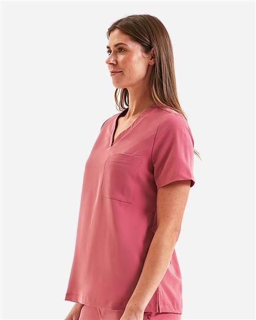 Calm Pink Women's Limitless V-Neck Stretch Scrub Top - NN300