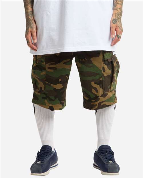 Camo Green Fleece Cargo Shorts - SHFCS