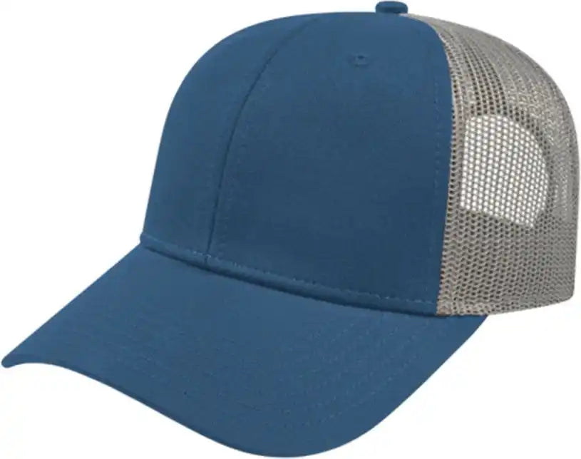 Cap America I3115 Low Profile Trucker with Modified Flat Bill - Sea Blue Gray - Youth