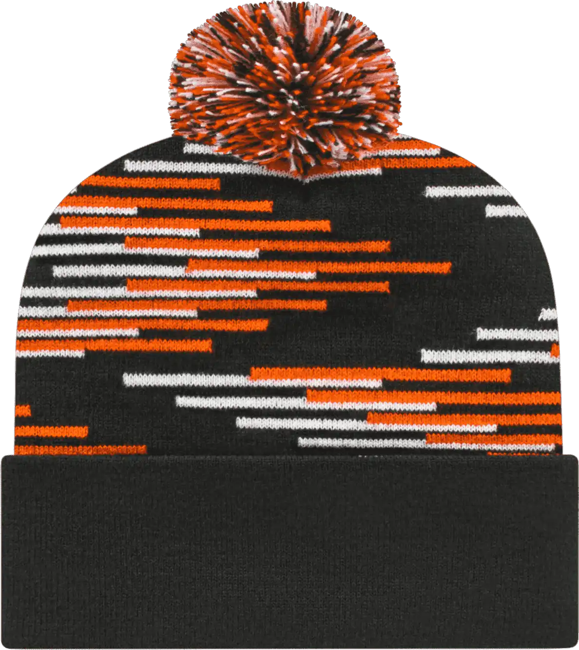 Cap America Rkb12 Usa Made Bar Knit with Cuff Beanie - Black Deep Orange White - one Size Fits Most