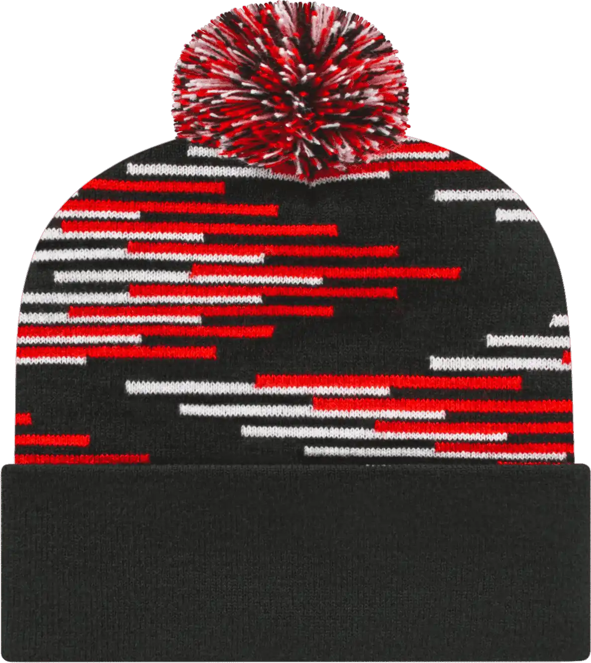 Cap America Rkb12 Usa Made Bar Knit with Cuff Beanie - Black Red / one Size Fits Most