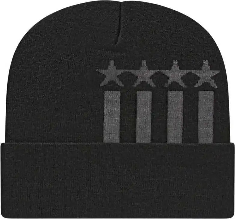Cap America Rkstar12 Usa Made Stars & Stripes Knit with Cuff Beanie - Black Iron Gray - Dark / one Size Fits Most