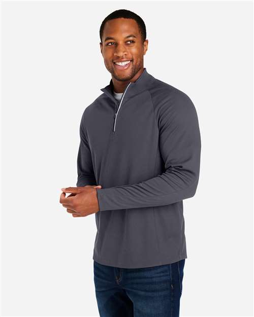 Carbon/ Black Men's Origin Performance Pique Quarter-Zip Pullover - CE418