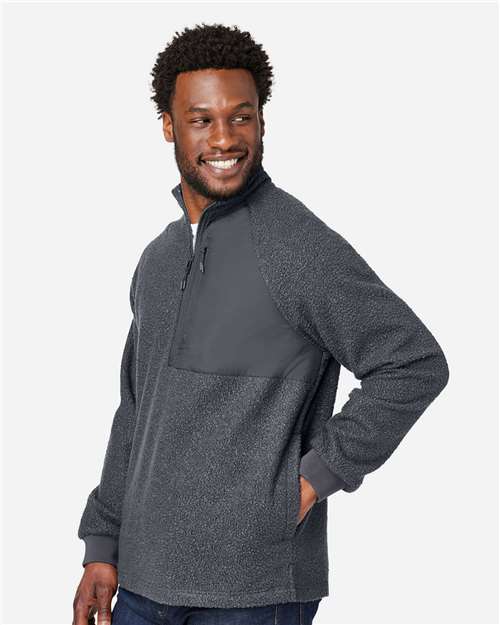 Carbon/ Carbon Men's Aura Sweater Fleece Quarter-Zip Pullover - NE713