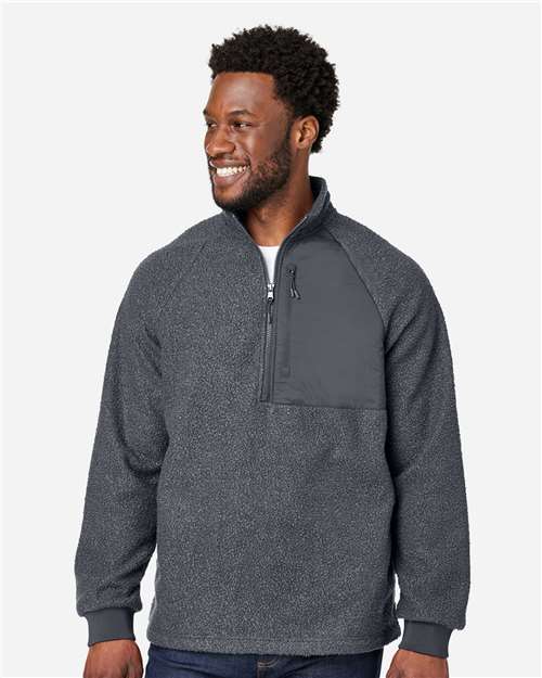 Carbon/ Carbon Men's Aura Sweater Fleece Quarter-Zip Pullover - NE713