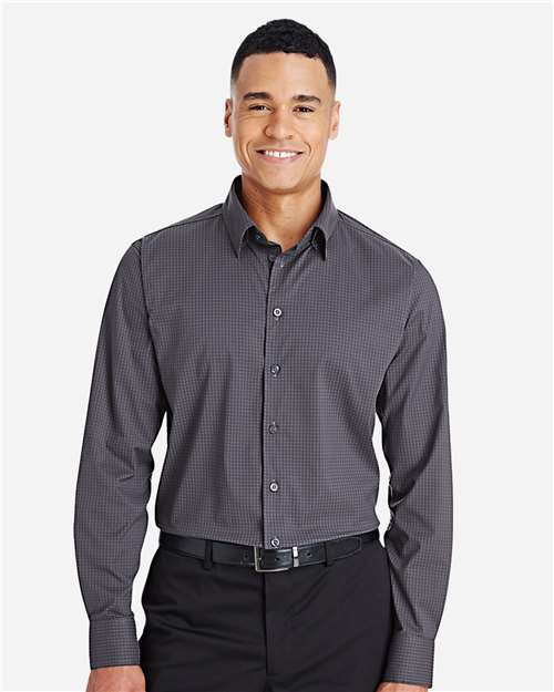 Carbon Men's CrownLux Performance® Tonal Mini Check Woven Dress Shirt - DG535