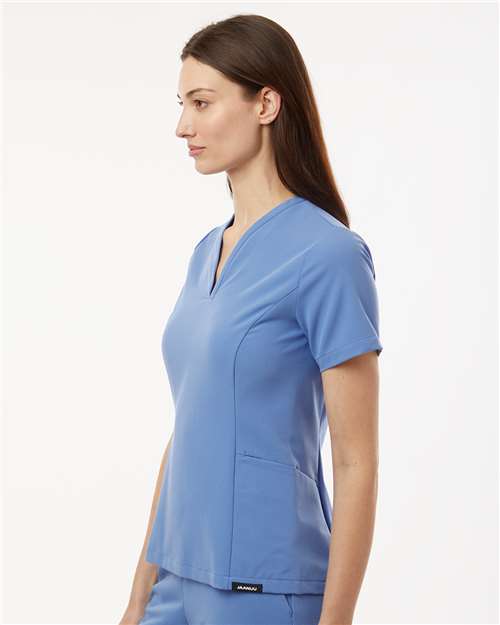 Ceil Blue Women's Calix Fit & Flare Scrub V-Neck Top - W10003