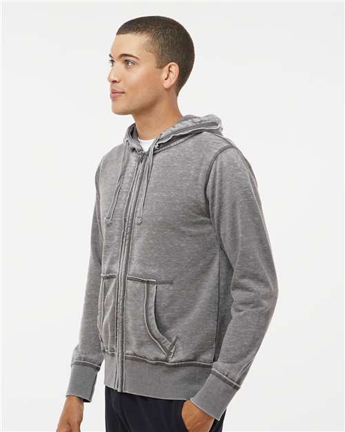 Cement Vintage Zen Fleece Full-Zip Hooded Sweatshirt - 8916