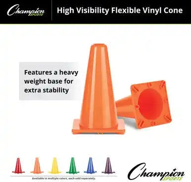 Champion Sports 12’’h Cone High-visibility Flexible Vinyl Cone - Ea