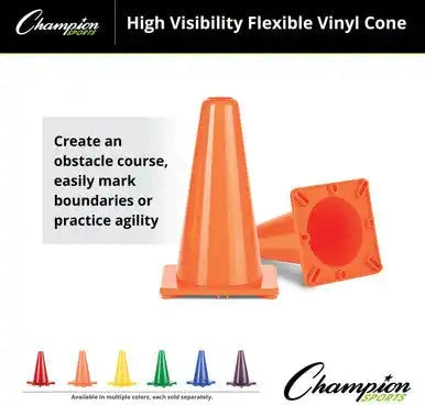 Champion Sports 12’’h Cone High-visibility Flexible Vinyl Cone - Ea