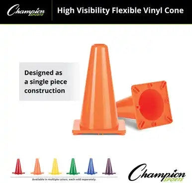 Champion Sports 12’’h Cone High-visibility Flexible Vinyl Cone - Ea