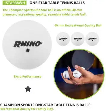 Champion Sports 1str38 1-star Table Tennis Balls - 38 Pk