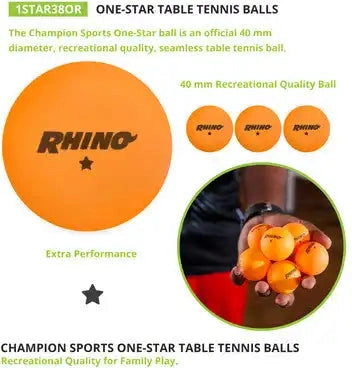 Champion Sports 1str38 1-star Table Tennis Balls - 38 Pk
