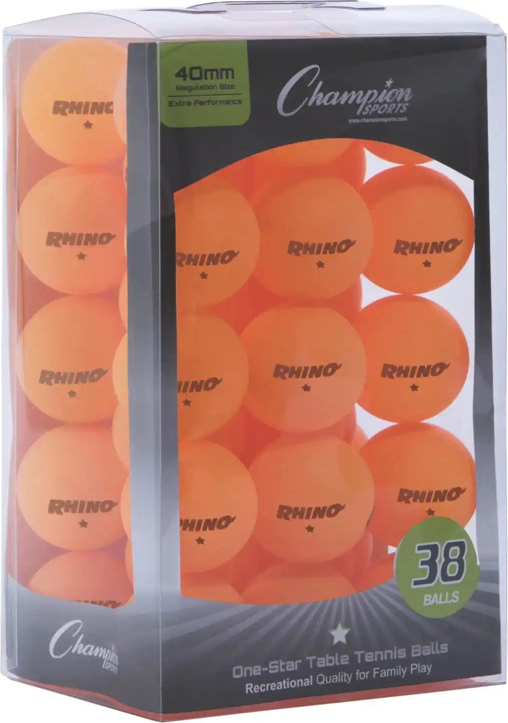 Champion Sports 1str38 1-star Table Tennis Balls - 38 Pk - Orange