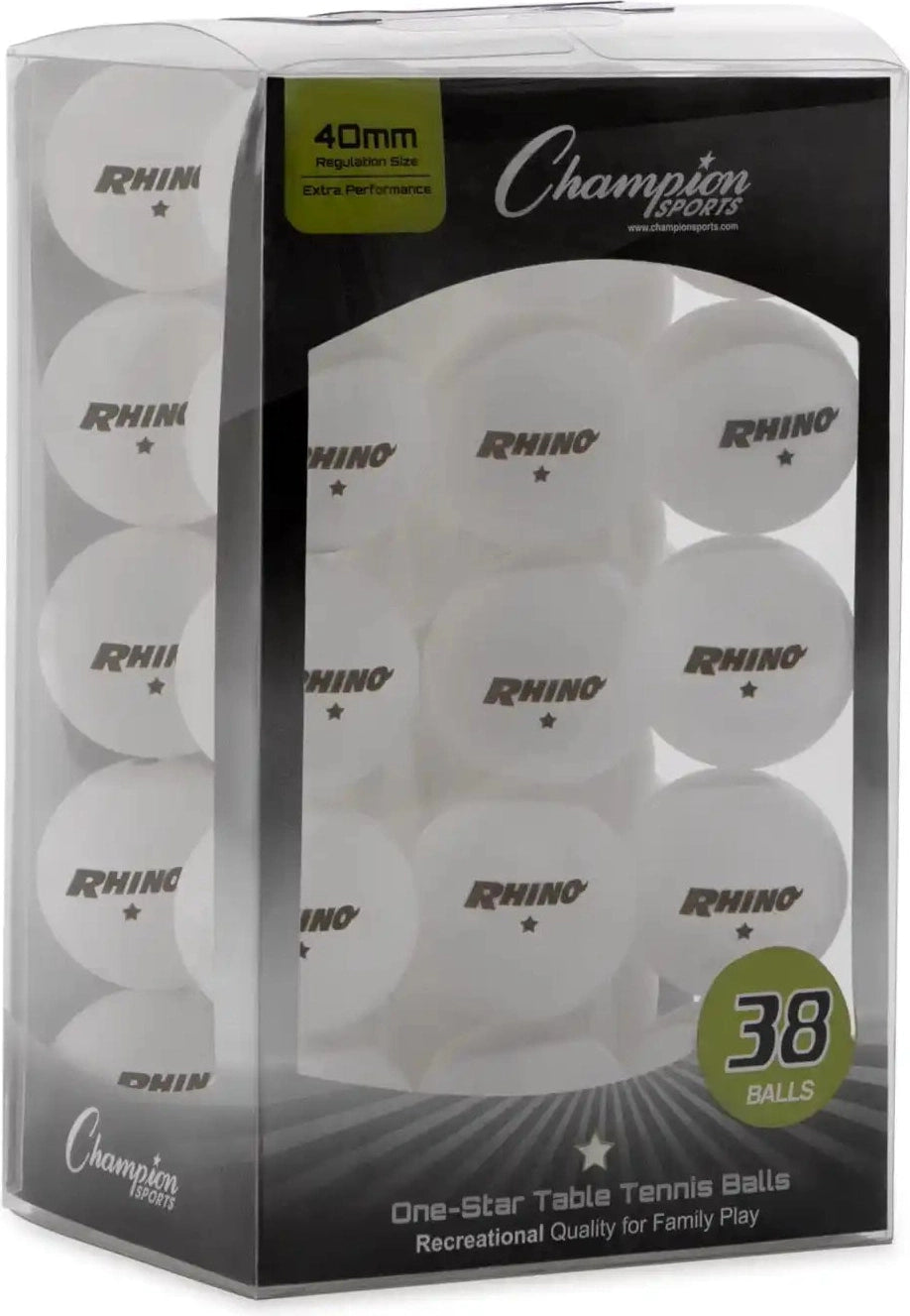 Champion Sports 1str38 1-star Table Tennis Balls - 38 Pk - White