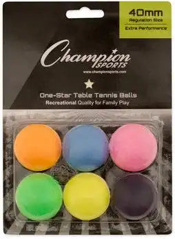 Champion Sports 1str6 1-star Table Tennis Balls Pack of 6 - Pk