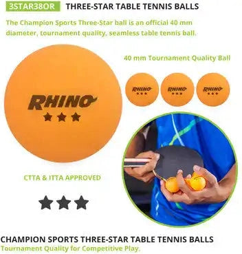 Champion Sports 3str 3-star Tournament Table Tennis Balls - 38 Pk