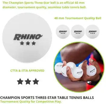 Champion Sports 3str 3-star Tournament Table Tennis Balls - 38 Pk