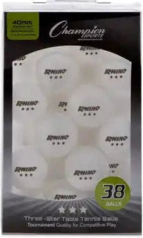 Champion Sports 3str 3-star Tournament Table Tennis Balls - 38 Pk