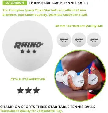 Champion Sports 3str 3-star Tournament Table Tennis Balls - 38 Pk