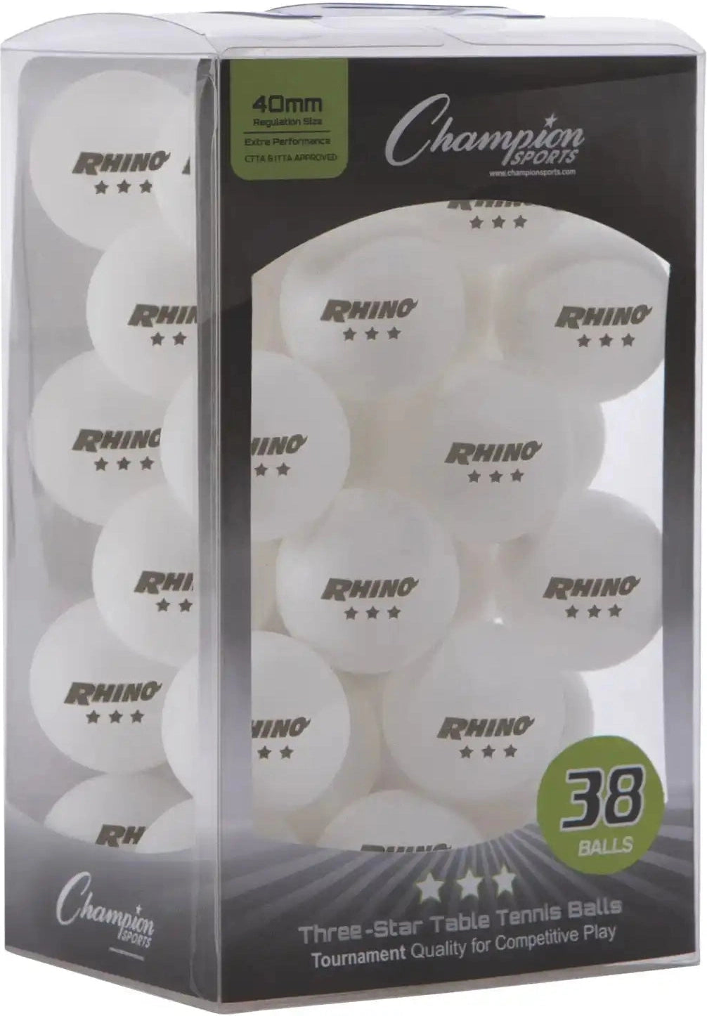 Champion Sports 3str 3-star Tournament Table Tennis Balls - 38 Pk - White / Box