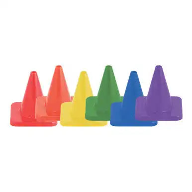Champion Sports 4’’h Cone High-visibility Flexible Vinyl Cone - Set - of 6 Colors